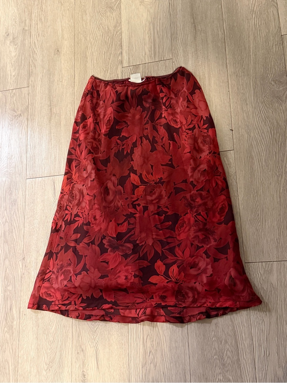 Red Floral Midi Skirt - vintage Pierre Cardin